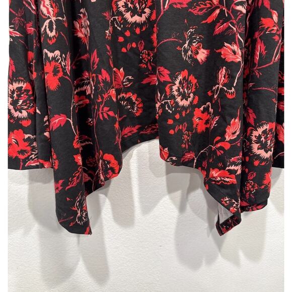 Roamans Size 12 Small Floral Print Tunic Top Handkerchief Hem Shirt Colorful - Picture 5 of 7